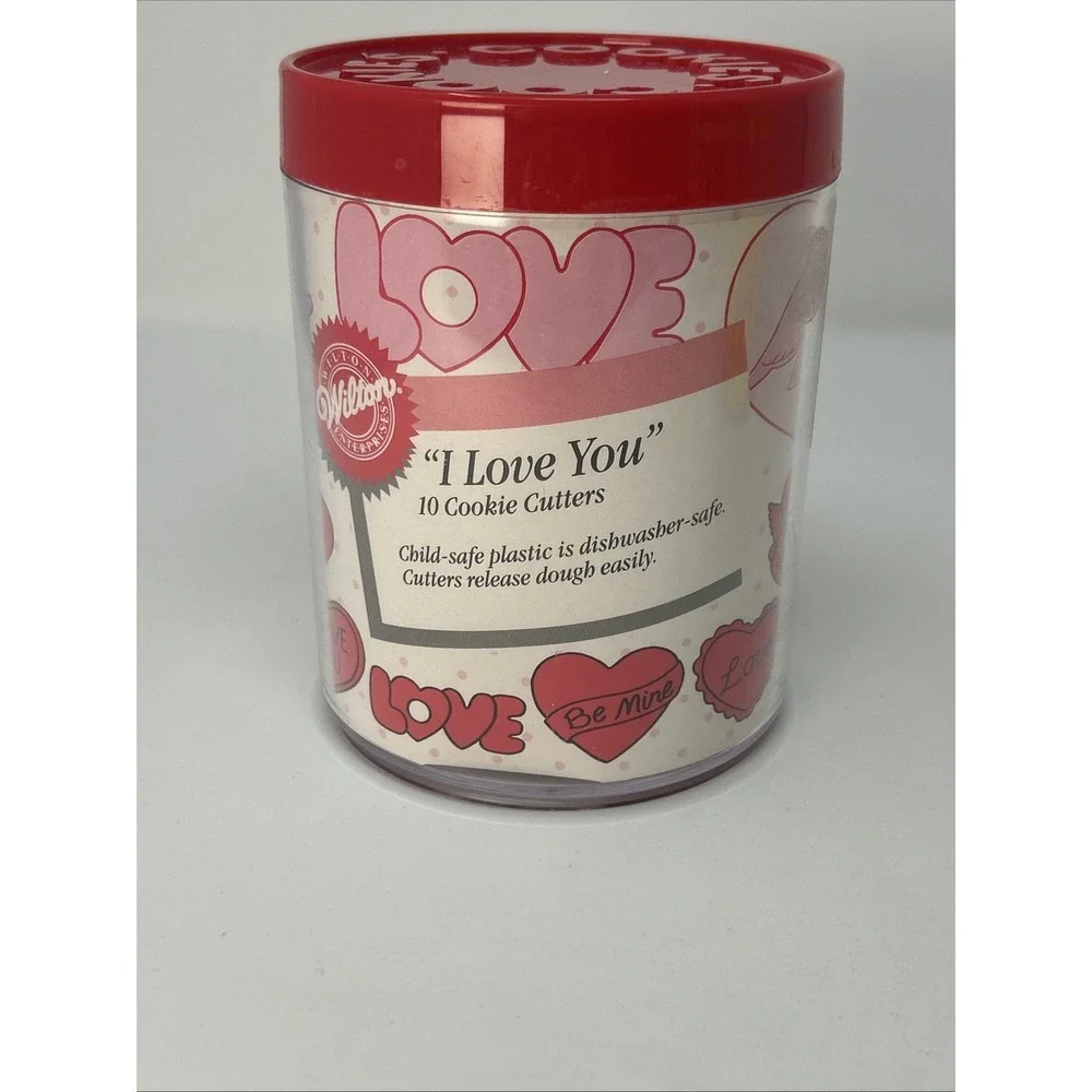 NEW Vintage Wilton I Love You Valentine Cookie Cutter Set Of 10 1990 Hearts